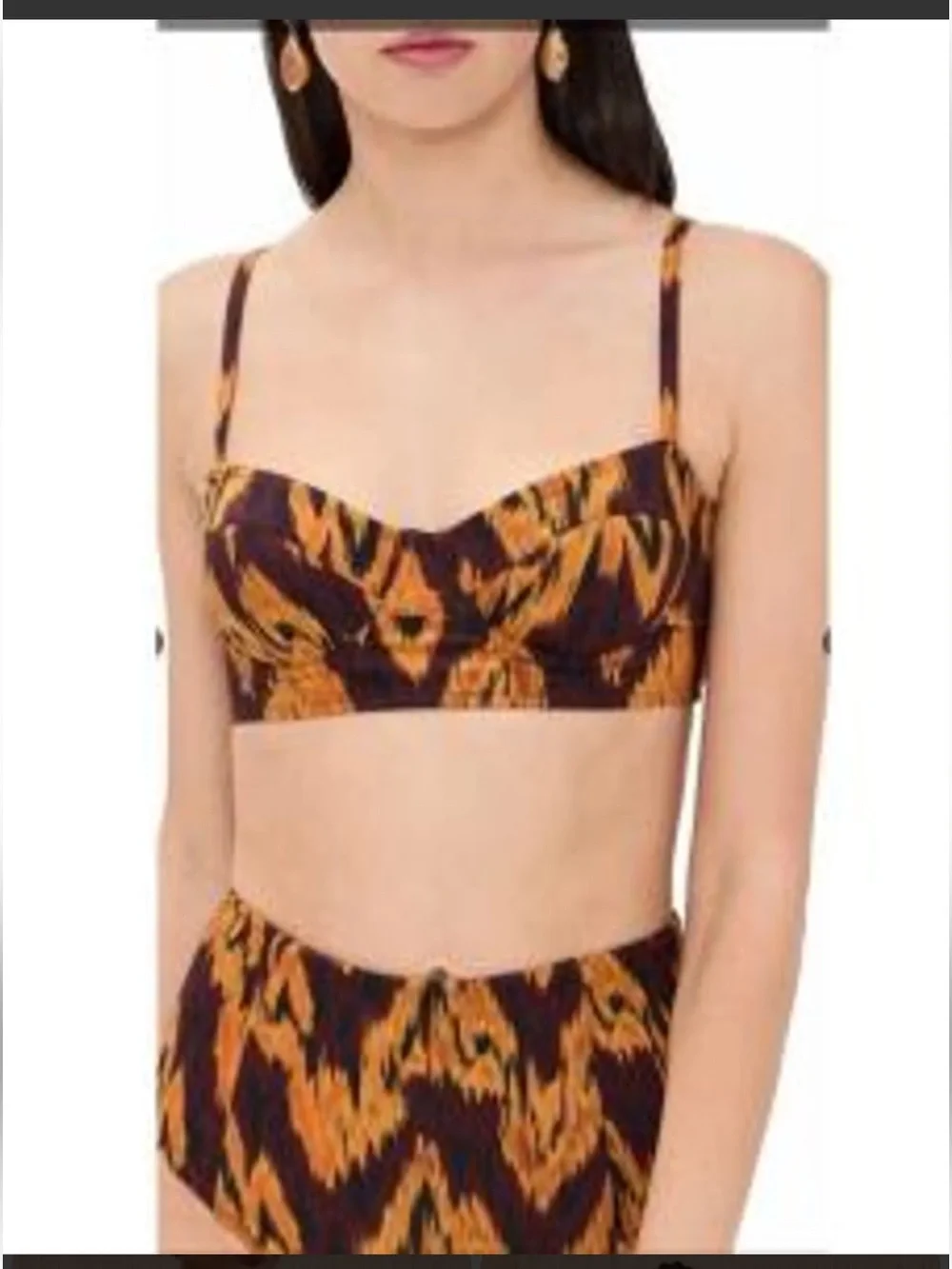 Ulla Johnson Zahara  Ikat-Print Bikini Set in Mustard & Plum size Large
